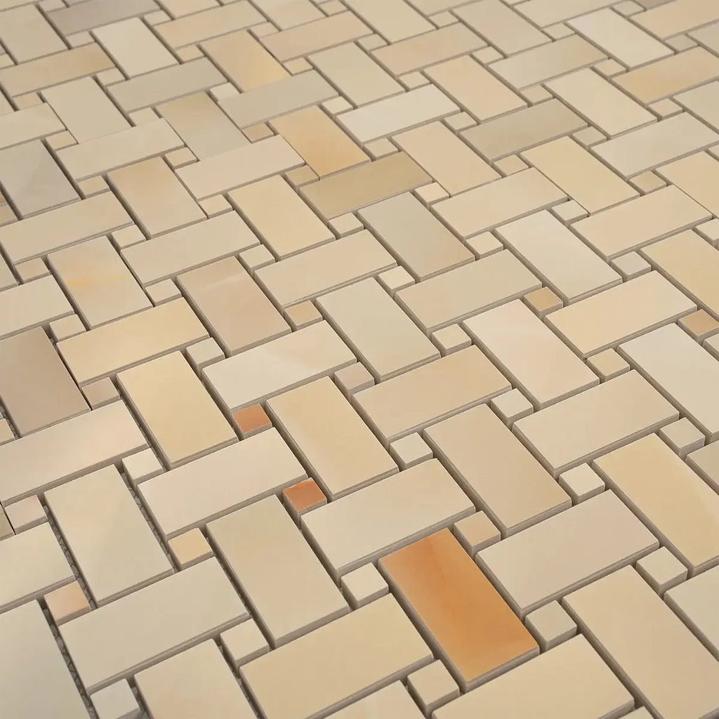 Emporio Soft Peach Onyx Porcelain Mosaic Tile | Tile Club