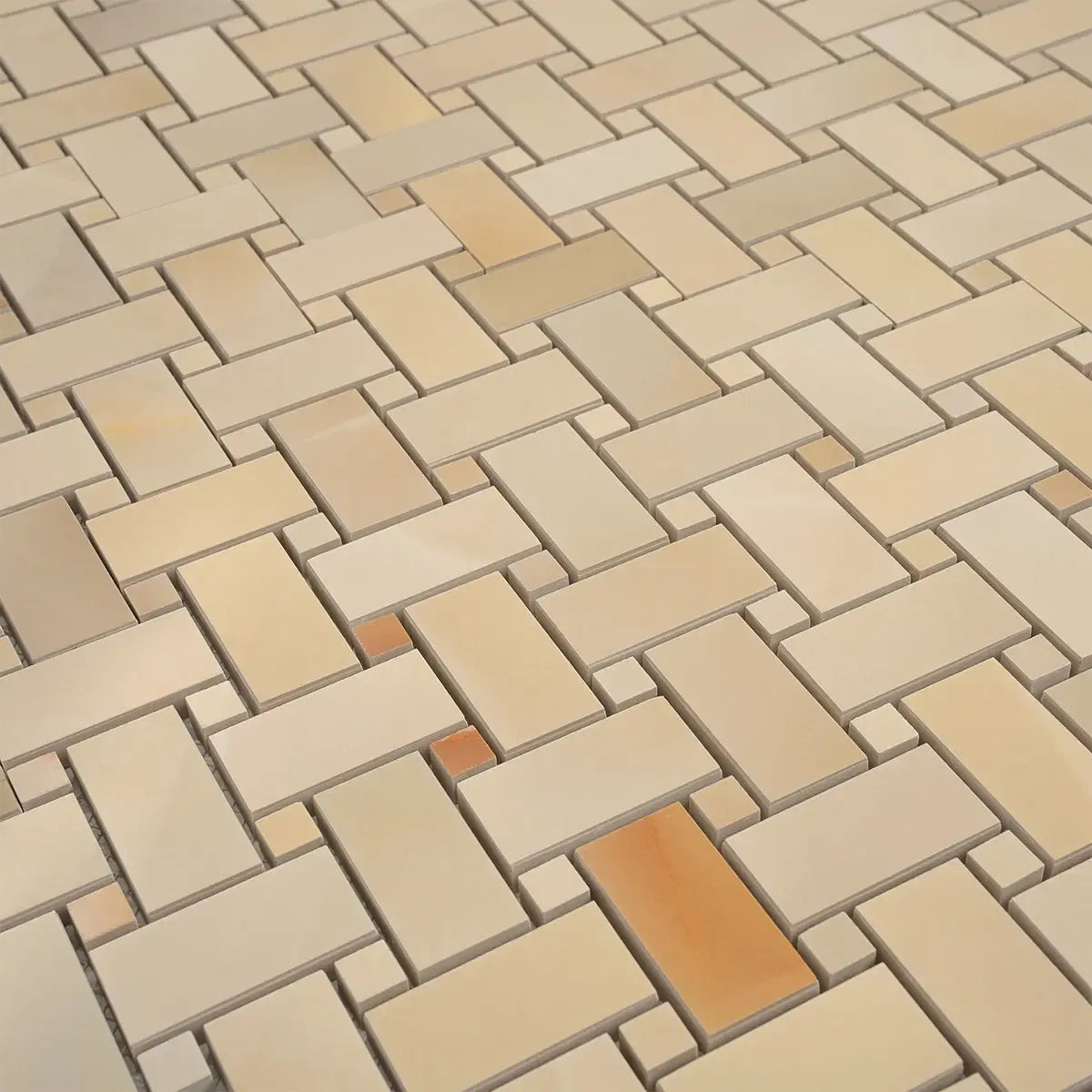 Emporio Soft Peach Onyx Porcelain Mosaic Tile | Tile Club
