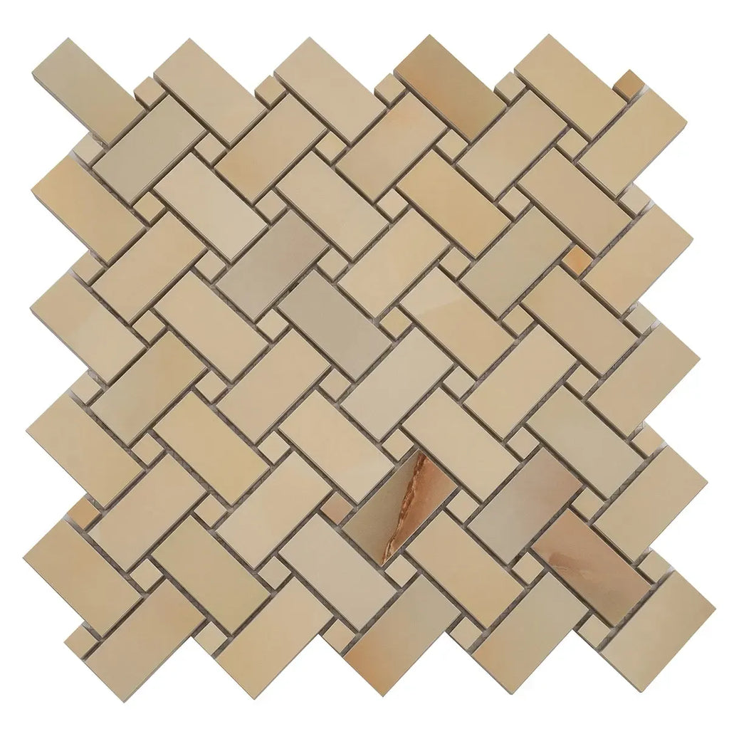 Emporio Soft Peach Onyx Porcelain Mosaic Tile | Tile Club