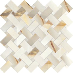 Emporio Soft White Onyx Porcelain Mosaic Tile Sample | Tile Club