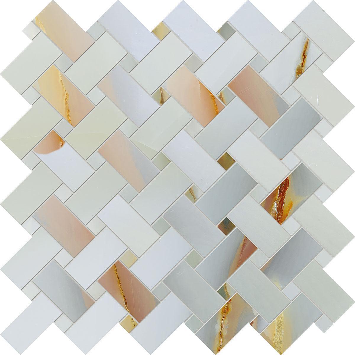 Emporio Soft Blue Onyx Porcelain Mosaic Tile Sample | Tile Club