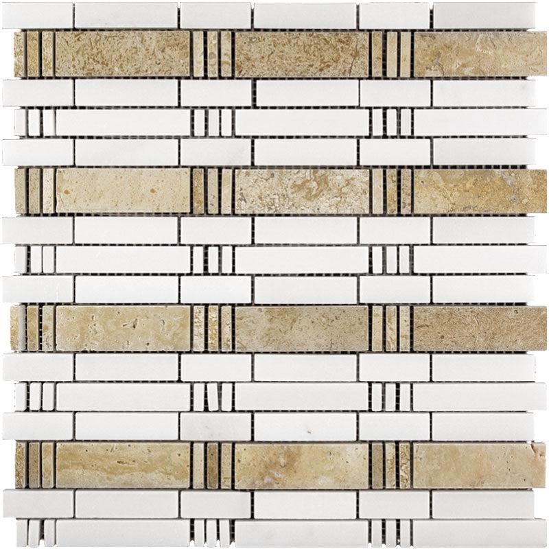 Bamboo Sticks Marble Mosaic Tile Sample