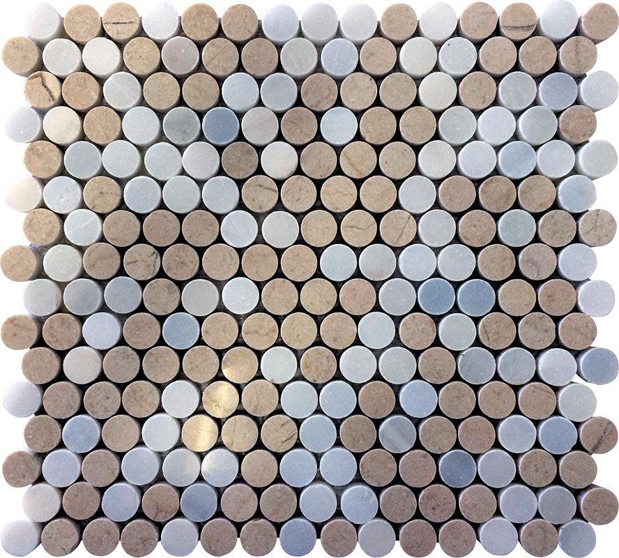 Fantasy Penny Tumbled Marble Mosaic Tile Sample