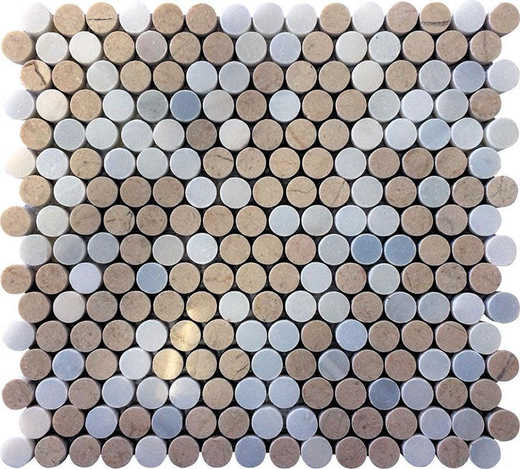 Fantasy Penny Tumbled Marble Mosaic Tile Sample