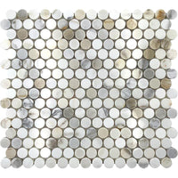 Calacatta Gold Small Marble Round Penny Tile