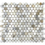 Calacatta Gold Small Marble Round Penny Tile Sample