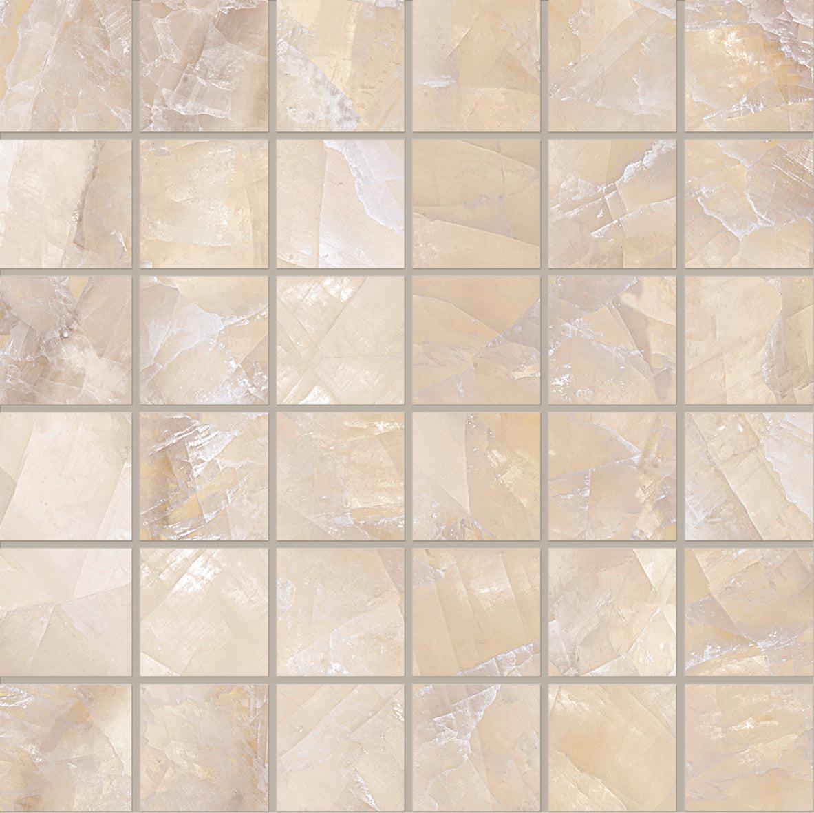 Luminosa Cream 2x2 Porcelain Mosaic Tile | Square Patterned Tiles