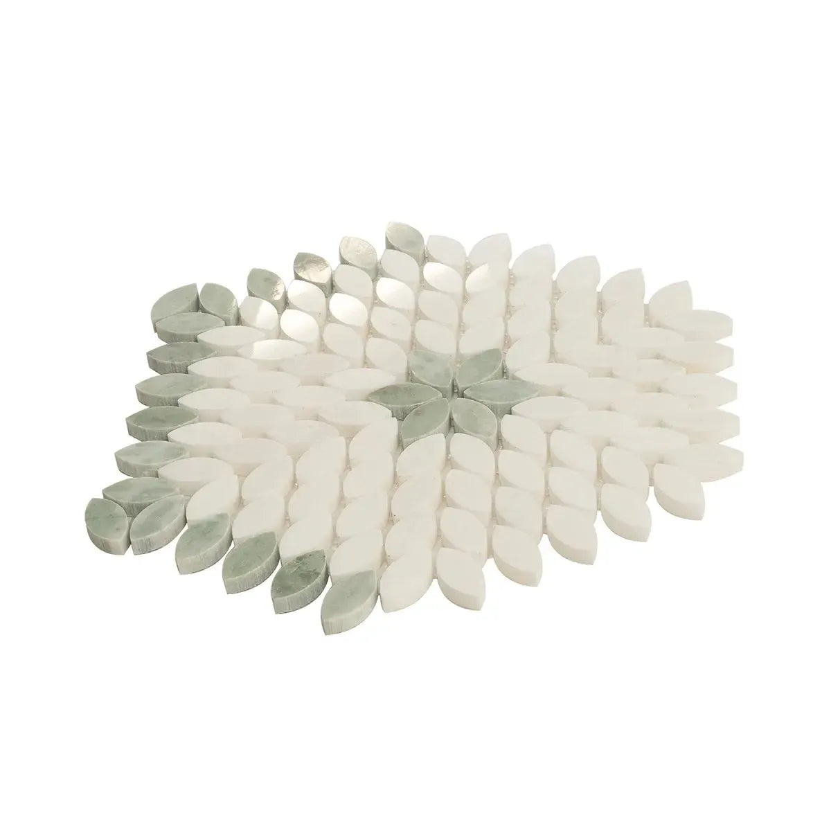 Santorini Green & White Petals Marble Mosaic Tile | Tile Club