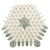 Santorini Green & White Petals Marble Mosaic Tile
