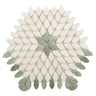 Santorini Green & White Petals Marble Mosaic Tile