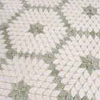 Santorini Green & White Petals Marble Mosaic Tile | Tile Club