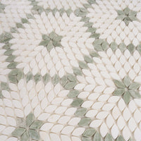Santorini Green & White Petals Marble Mosaic Tile