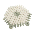Santorini Green & White Petals Marble Mosaic Tile | Tile Club