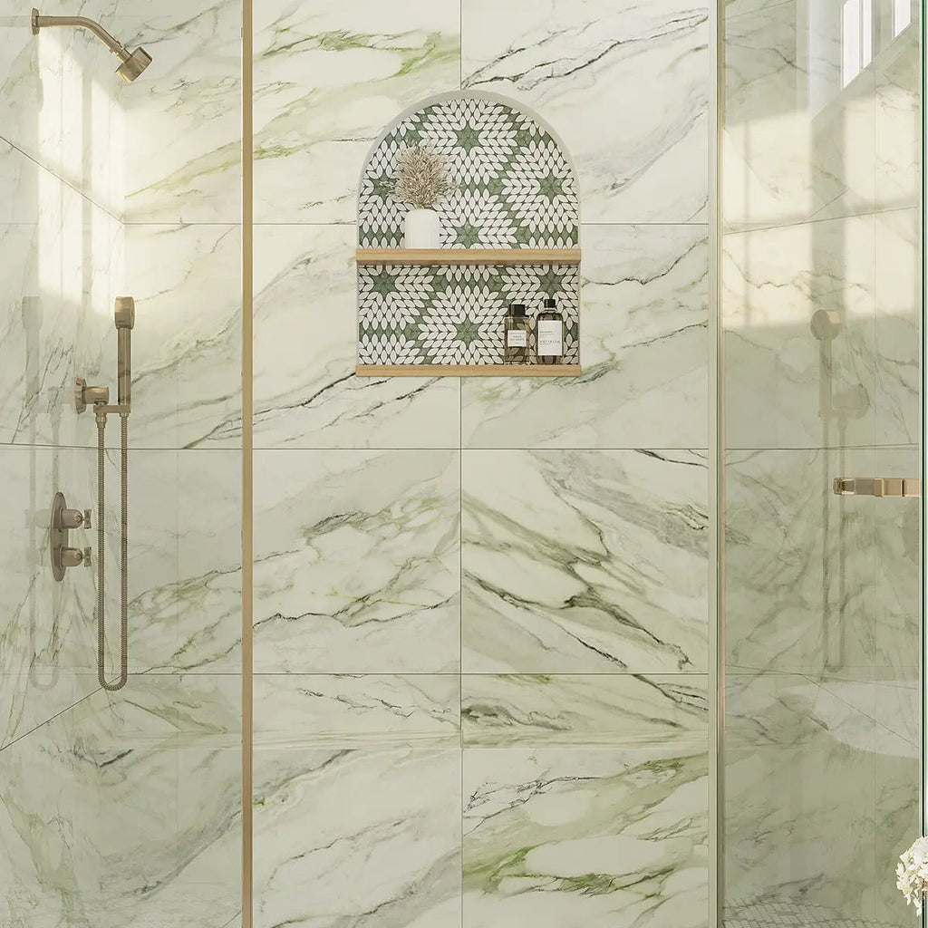Emporio Arabescato Green Polished Porcelain Tile 24x48 | Tile Club
