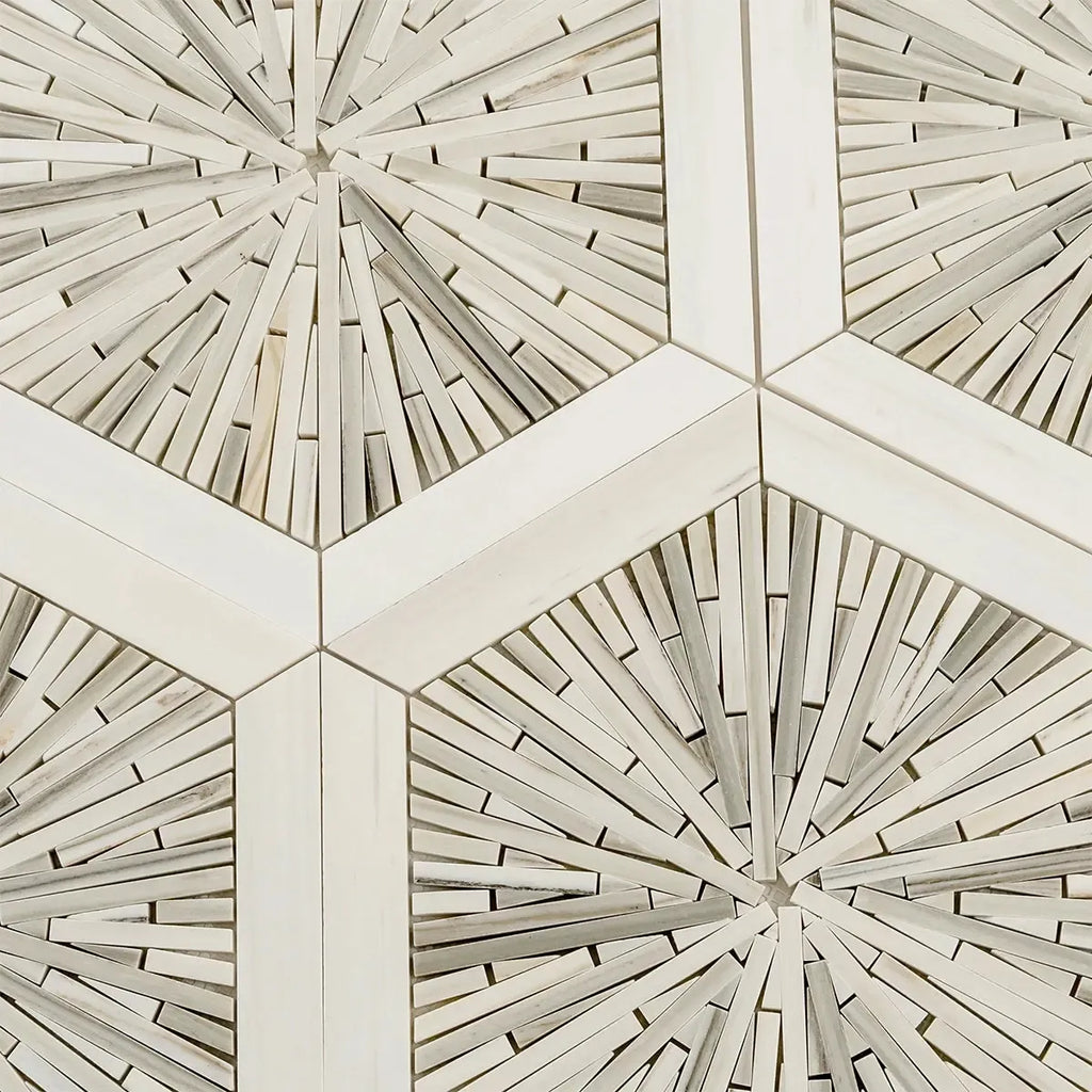 Santorini Beige Spoke Hexagon Marble Mosaic Tile | Tile Club