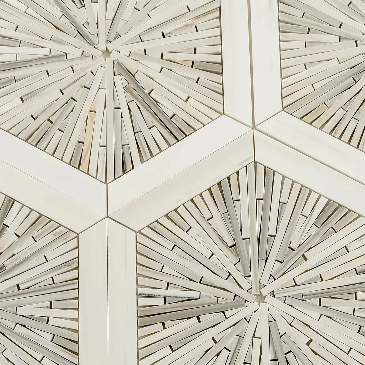 Santorini Beige Spoke Hexagon Marble Mosaic Tile | Tile Club
