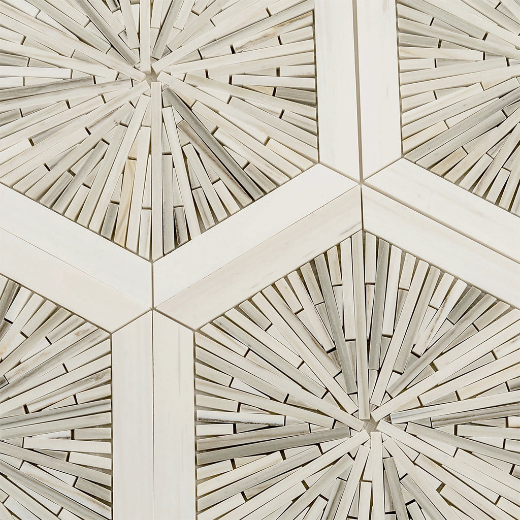Santorini Beige Spoke Hexagon Marble Mosaic Tile | Tile Club