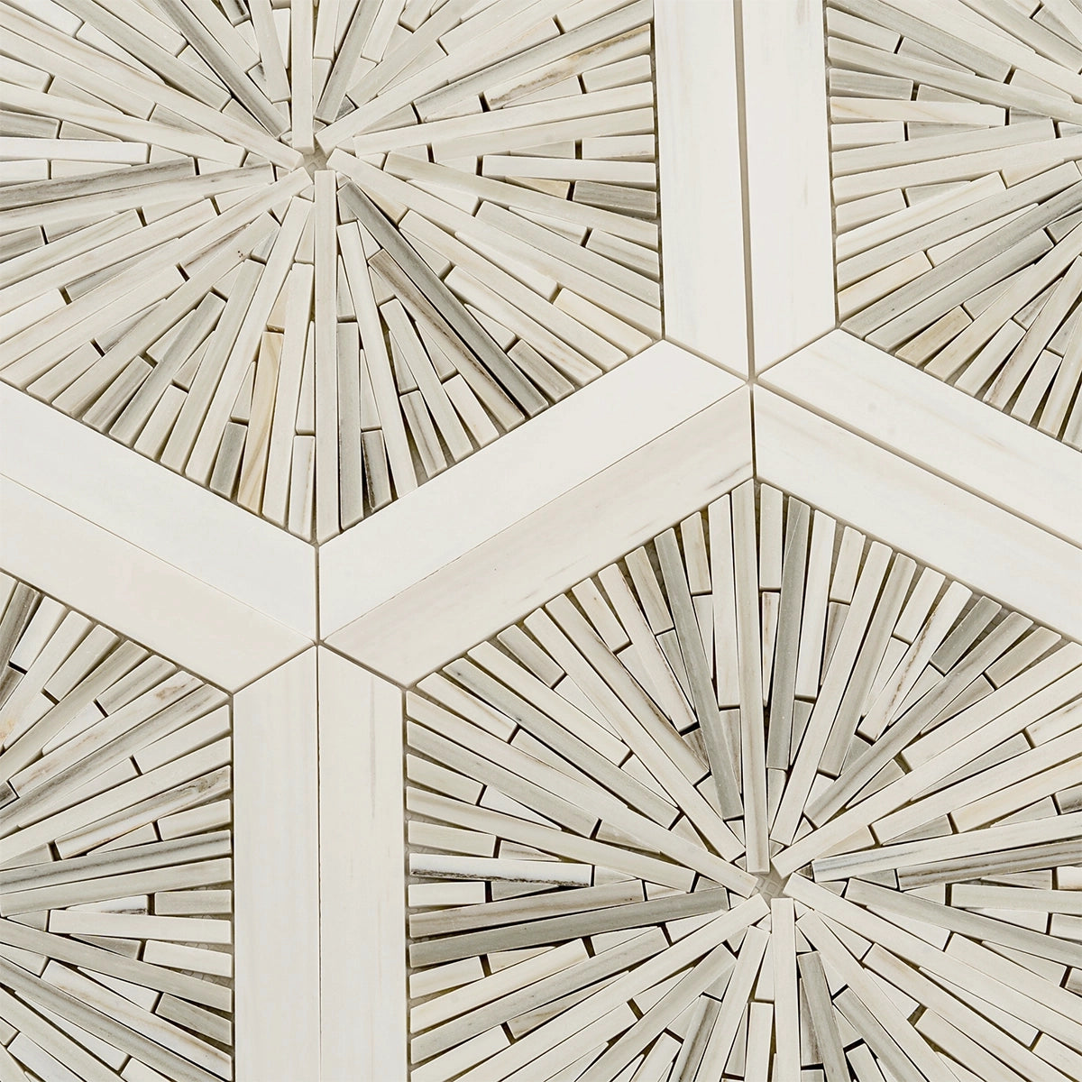 Santorini Beige Spoke Hexagon Marble Mosaic Tile | Tile Club