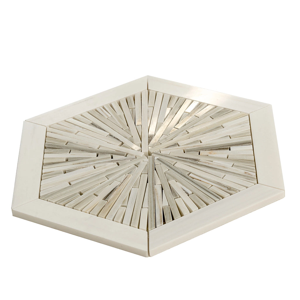 Santorini Beige Spoke Hexagon Marble Mosaic Tile | Tile Club