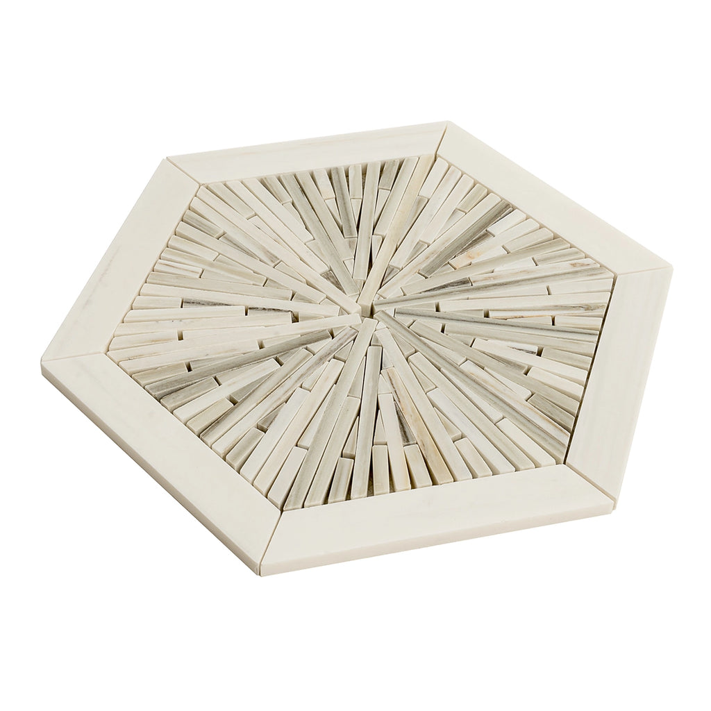 Santorini Beige Spoke Hexagon Marble Mosaic Tile | Tile Club
