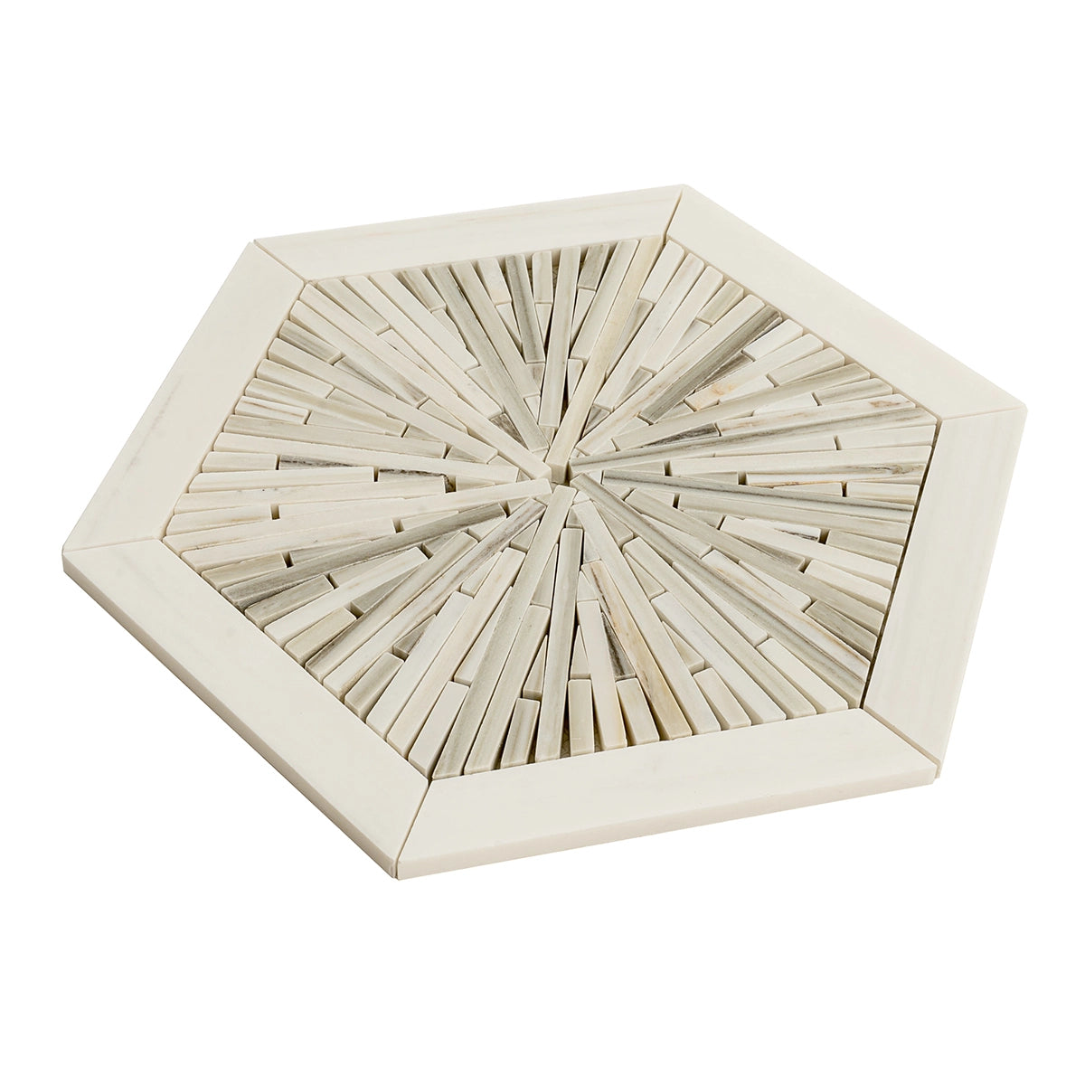 Santorini Beige Spoke Hexagon Marble Mosaic Tile | Tile Club