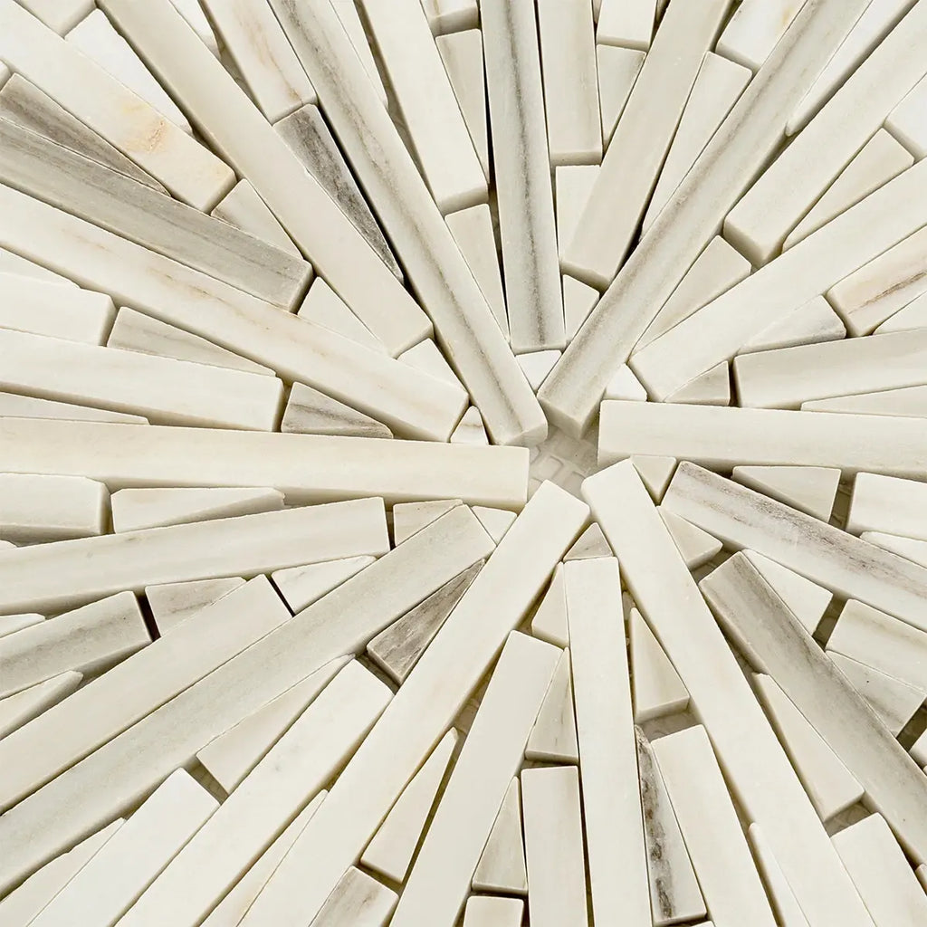 Santorini Beige Spoke Hexagon Marble Mosaic Tile | Tile Club