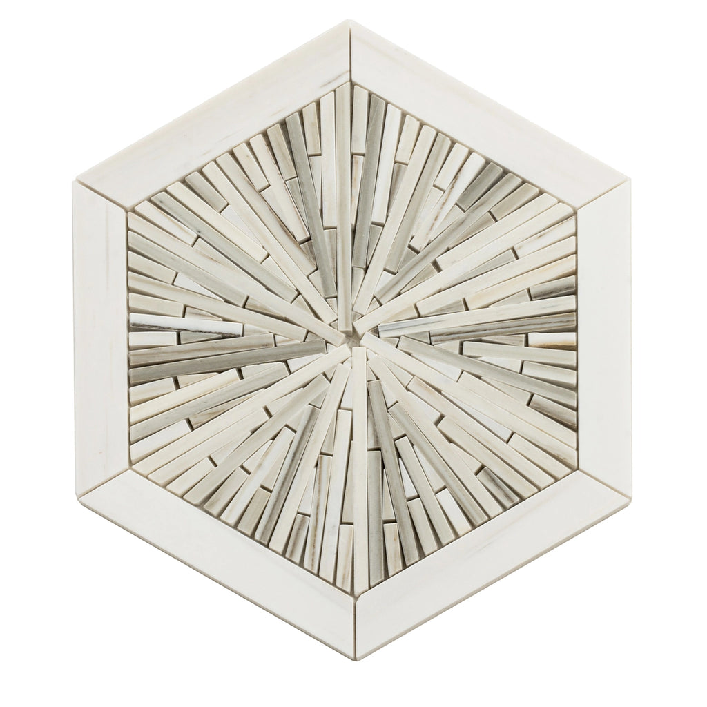 Santorini Beige Spoke Hexagon Marble Mosaic Tile | Tile Club