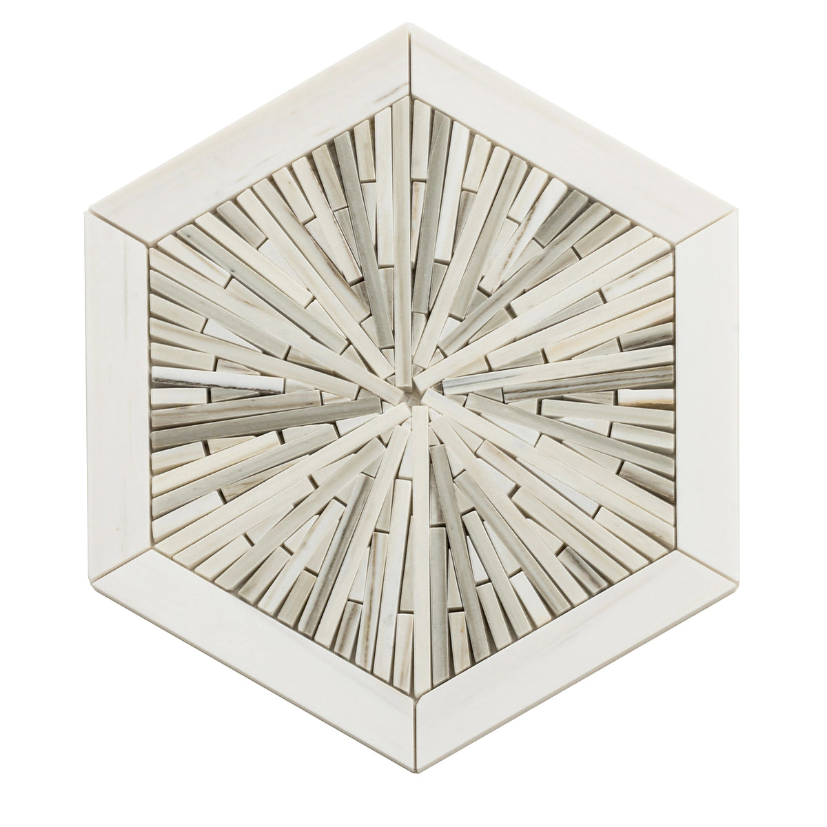 Santorini Beige Spoke Hexagon Marble Mosaic Tile | Tile Club