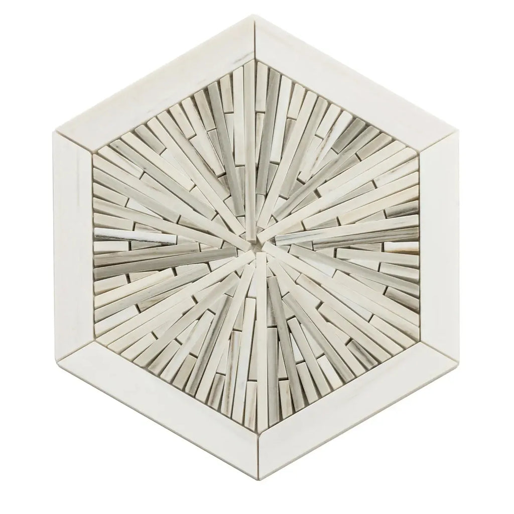 Santorini Beige Spoke Hexagon Marble Mosaic Tile | Tile Club