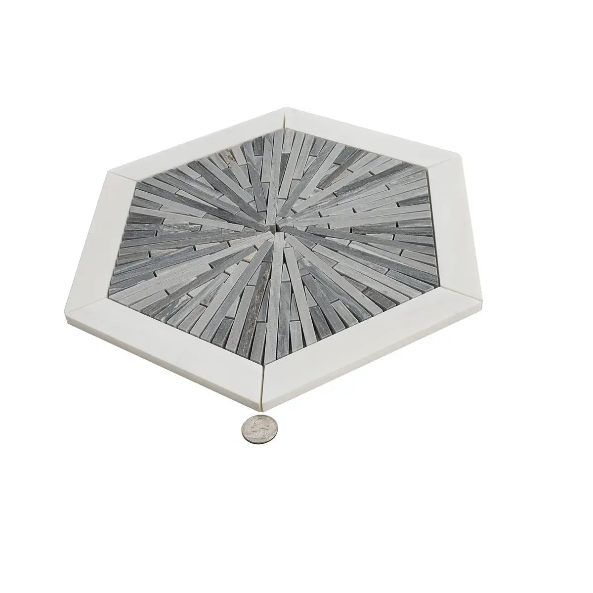 Santorini Blue Spoke Hexagon Marble Mosaic Tile | Tile Club