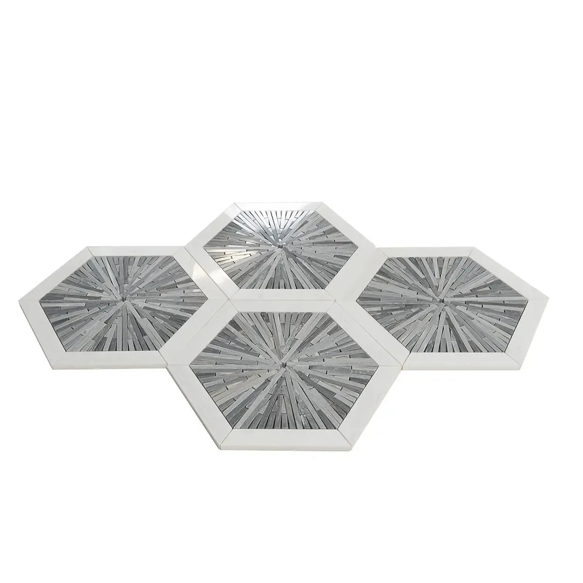 Santorini Blue Spoke Hexagon Marble Mosaic Tile | Tile Club
