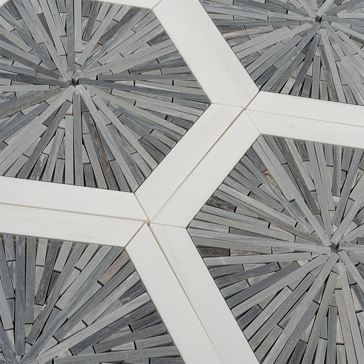 Santorini Blue Spoke Hexagon Marble Mosaic Tile | Tile Club