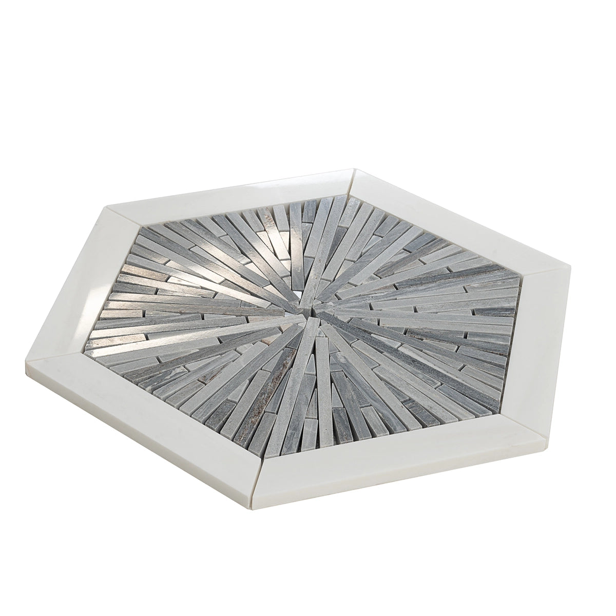 Santorini Blue Spoke Hexagon Marble Mosaic Tile | Tile Club