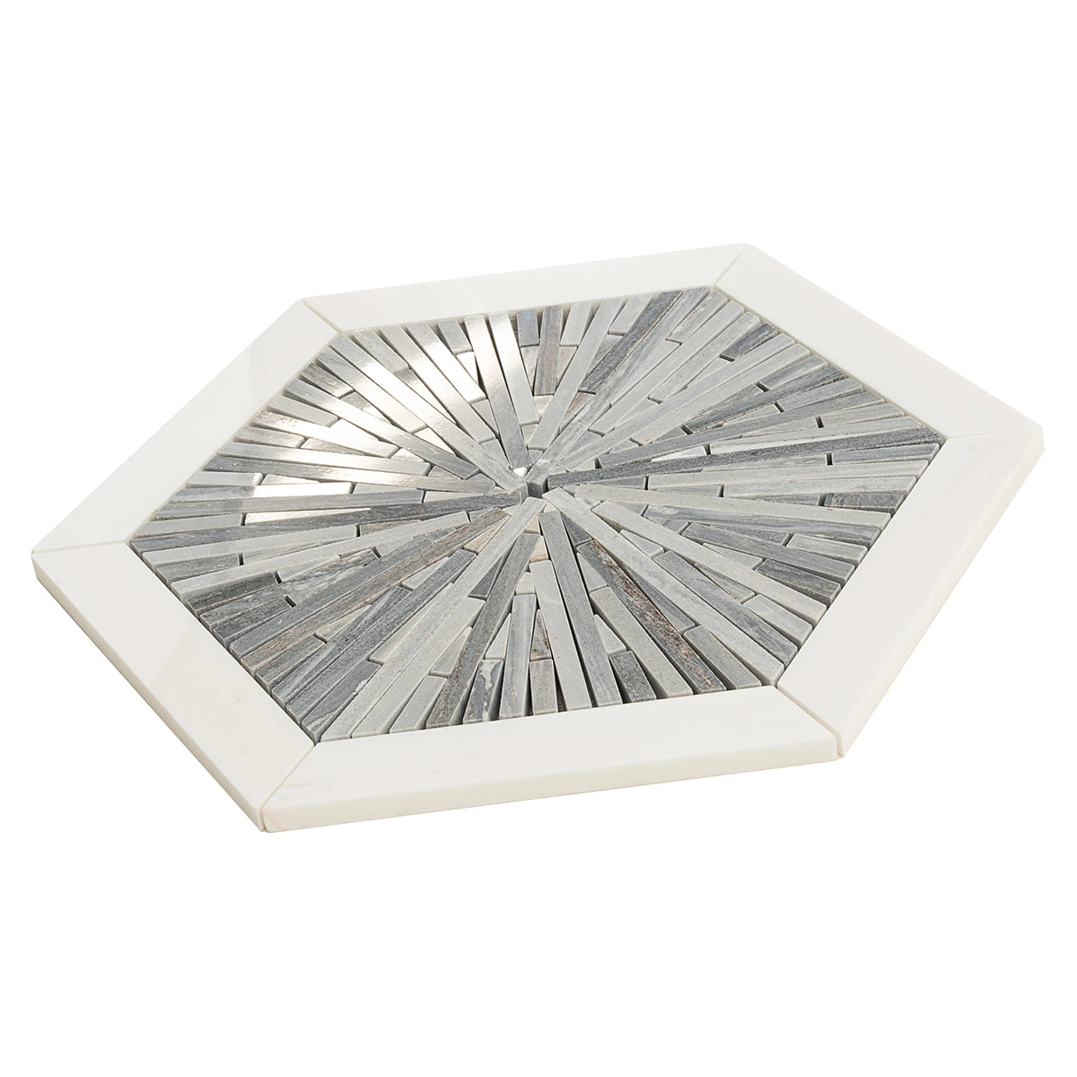 Santorini Blue Spoke Hexagon Marble Mosaic Tile | Tile Club