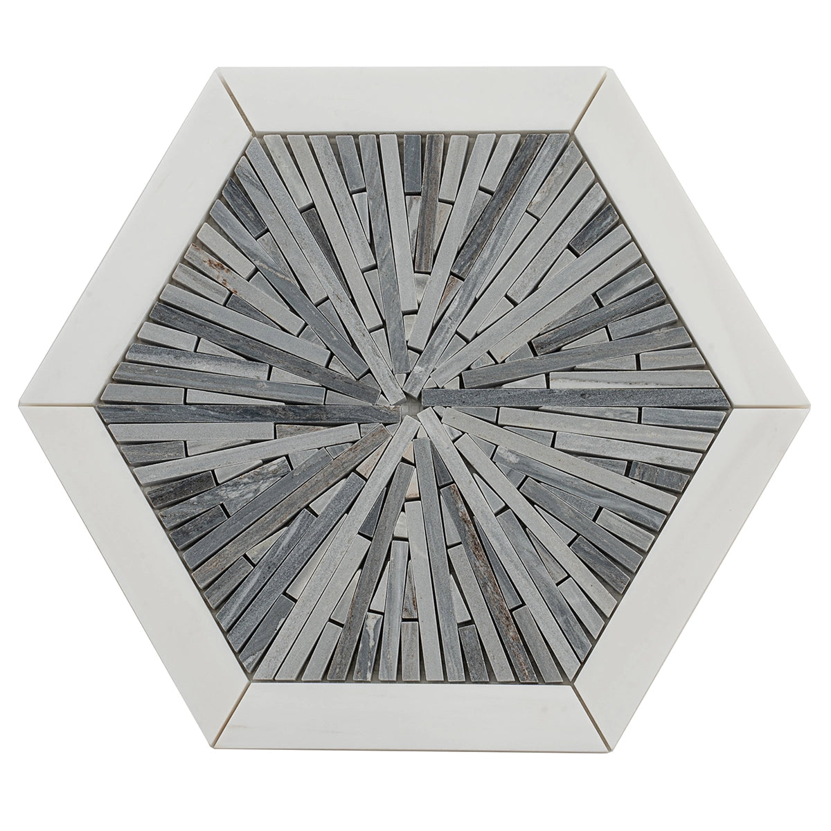 Santorini Blue Spoke Hexagon Marble Mosaic Tile | Tile Club
