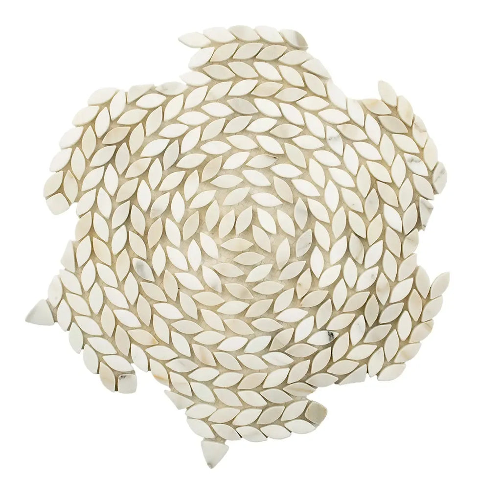 Santorini Calacatta Gold Swirled Petals Marble Mosaic Tile | Tile Club
