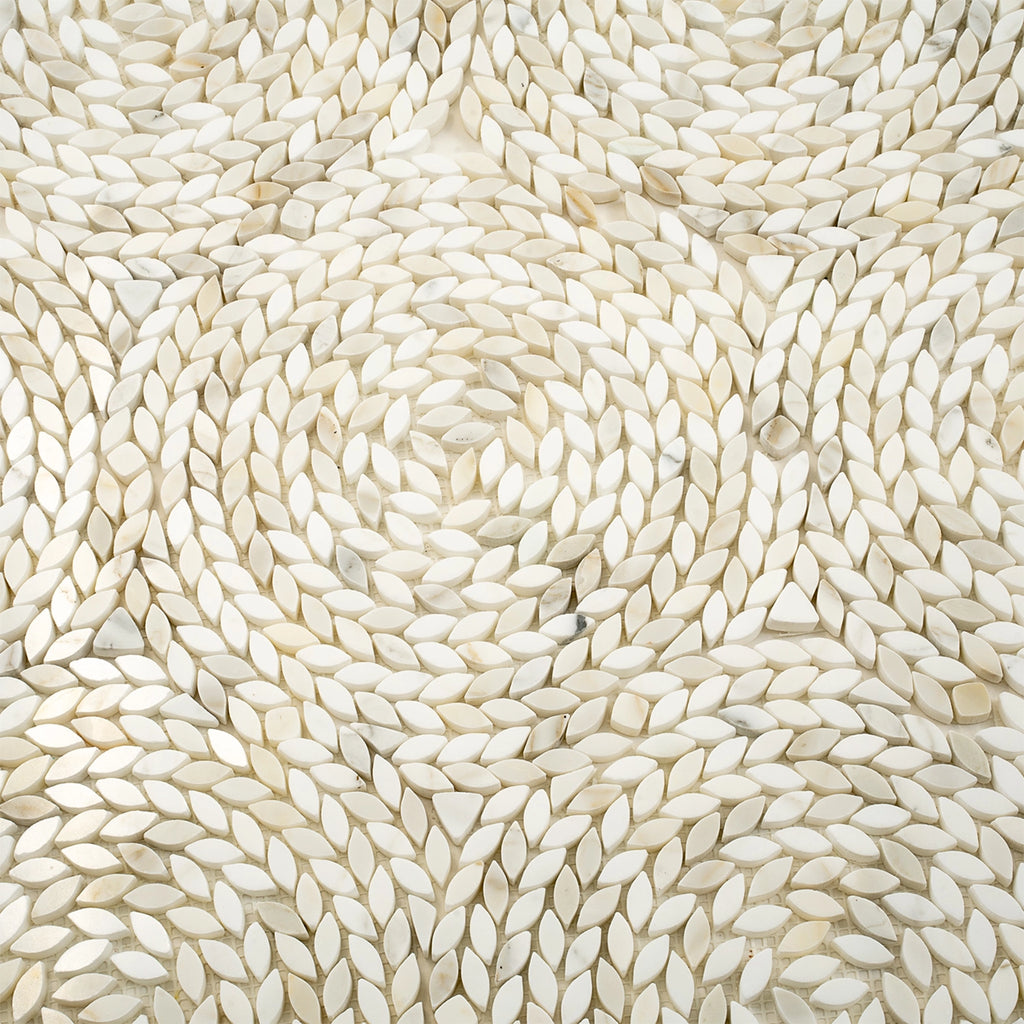 Santorini Calacatta Gold Swirled Petals Marble Mosaic Tile | Tile Club