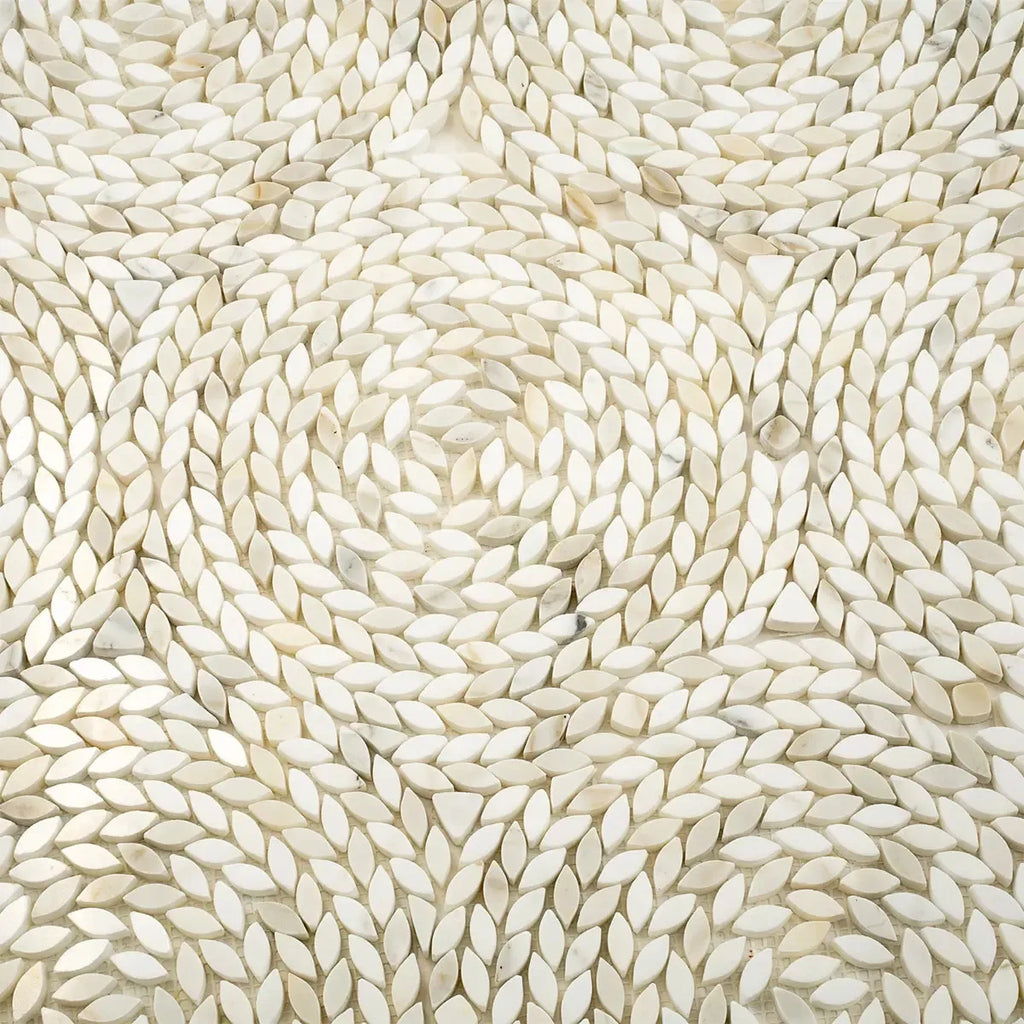 Santorini Calacatta Gold Swirled Petals Marble Mosaic Tile | Tile Club