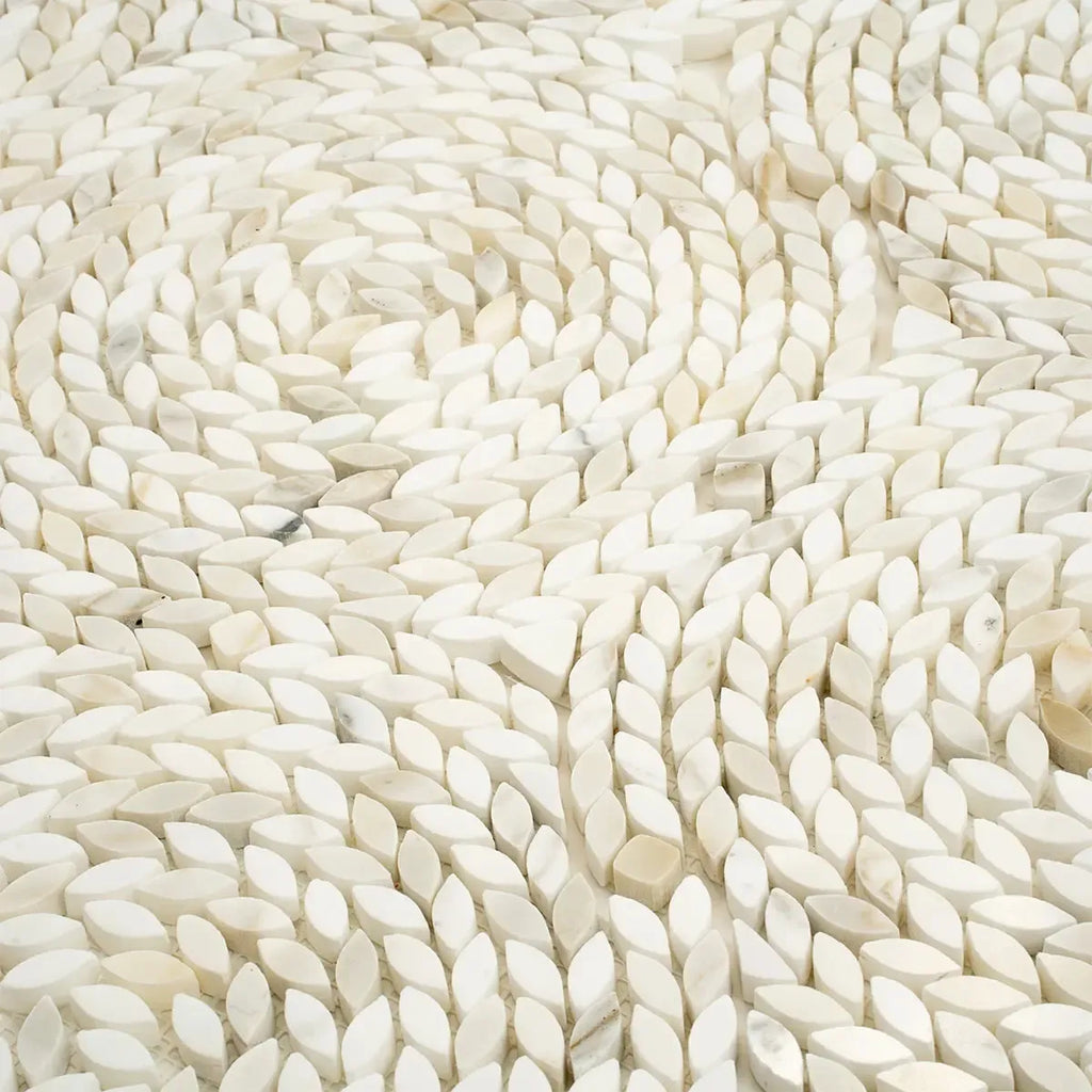 Santorini Calacatta Gold Swirled Petals Marble Mosaic Tile | Tile Club