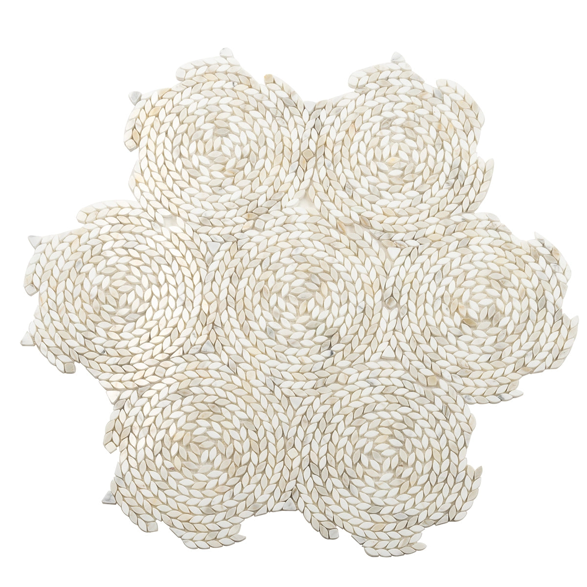 Santorini Calacatta Gold Swirled Petals Marble Mosaic Tile | Tile Club