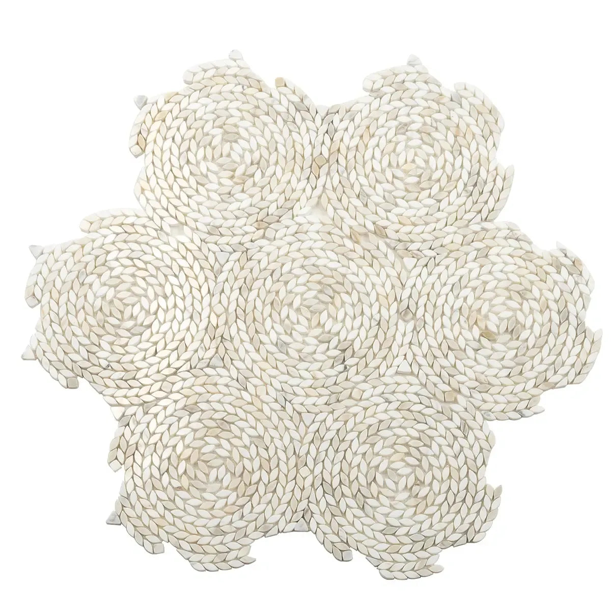 Santorini Calacatta Gold Swirled Petals Marble Mosaic Tile | Tile Club