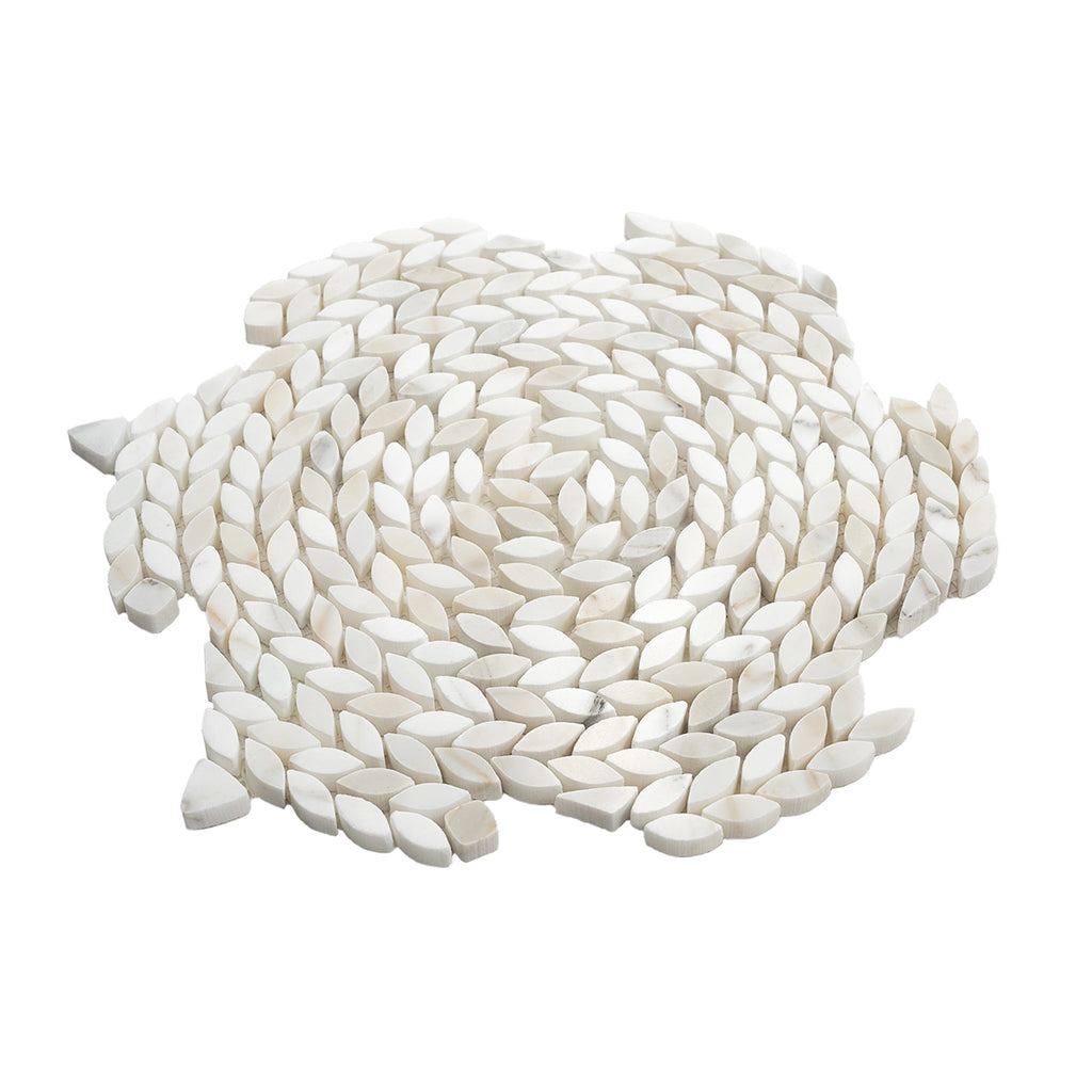 Santorini Calacatta Gold Swirled Petals Marble Mosaic Tile | Tile Club