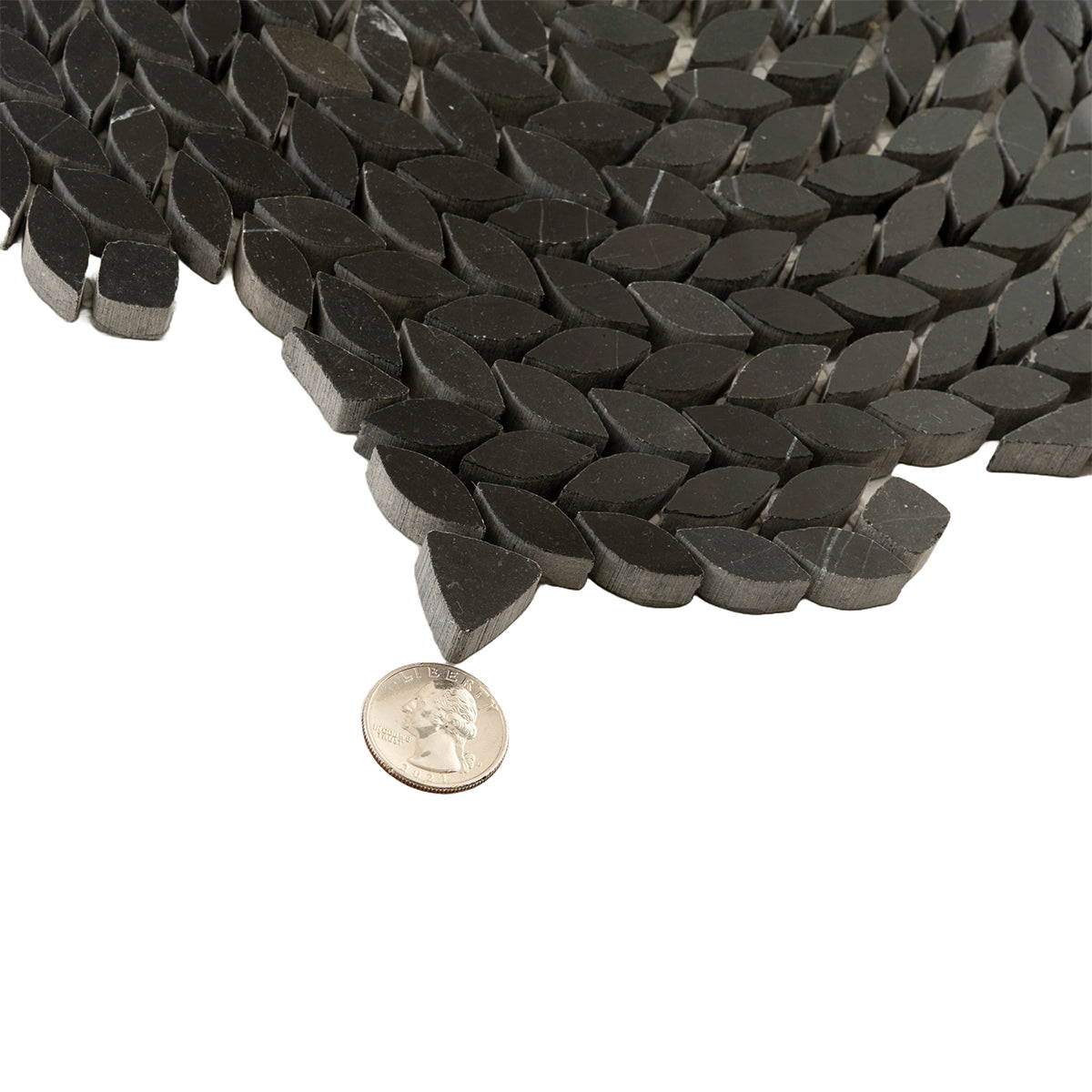 Santorini Nero Black Swirled Petals Marble Mosaic Tile | Tile Club