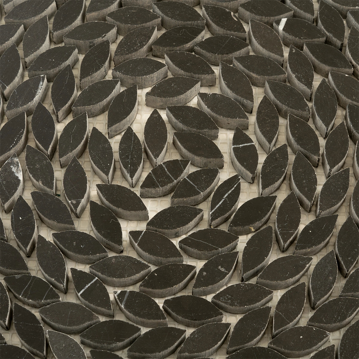 Santorini Nero Black Swirled Petals Marble Mosaic Tile | Tile Club