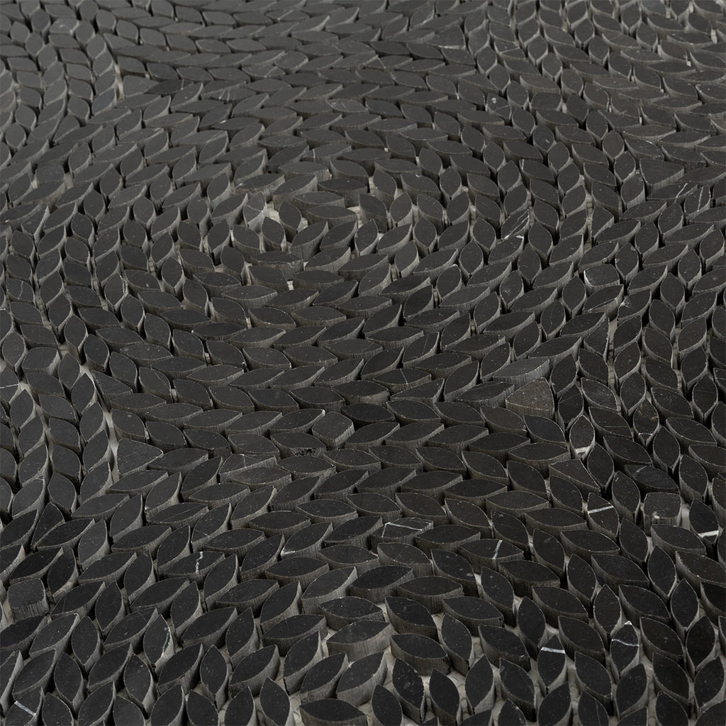 Santorini Nero Black Swirled Petals Marble Mosaic Tile | Tile Club
