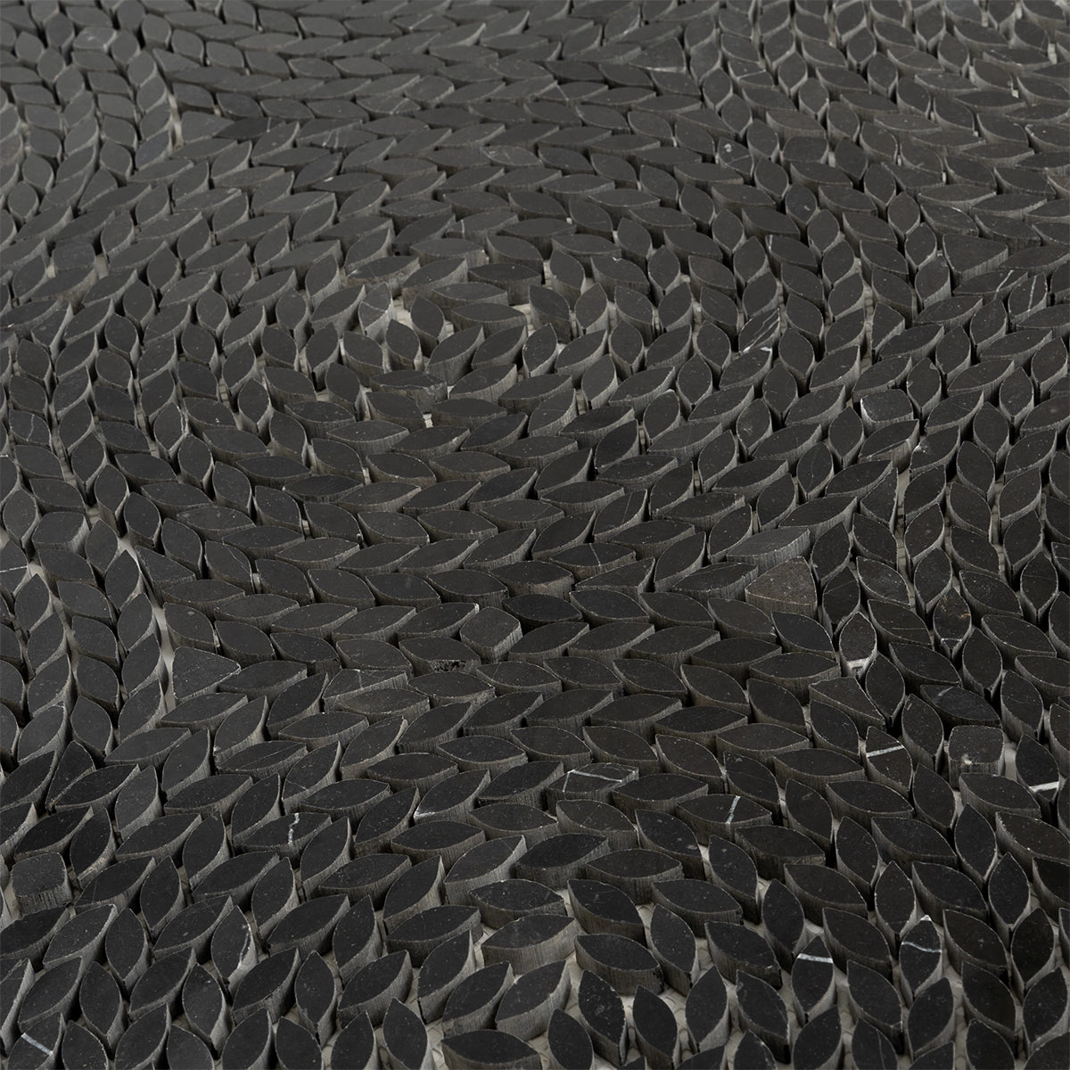 Santorini Nero Black Swirled Petals Marble Mosaic Tile | Tile Club