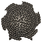 Santorini Nero Black Swirled Petals Marble Mosaic Tile | Tile Club