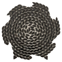 Santorini Nero Black Swirled Petals Marble Mosaic Tile