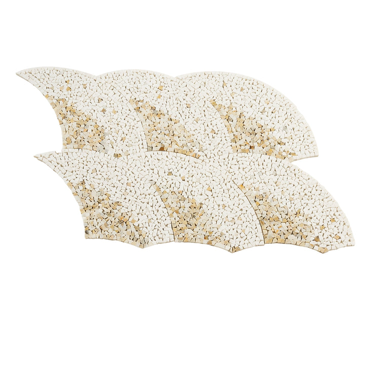 Santorini Beige & White Wave Marble Mosaic Tile | Tile Club