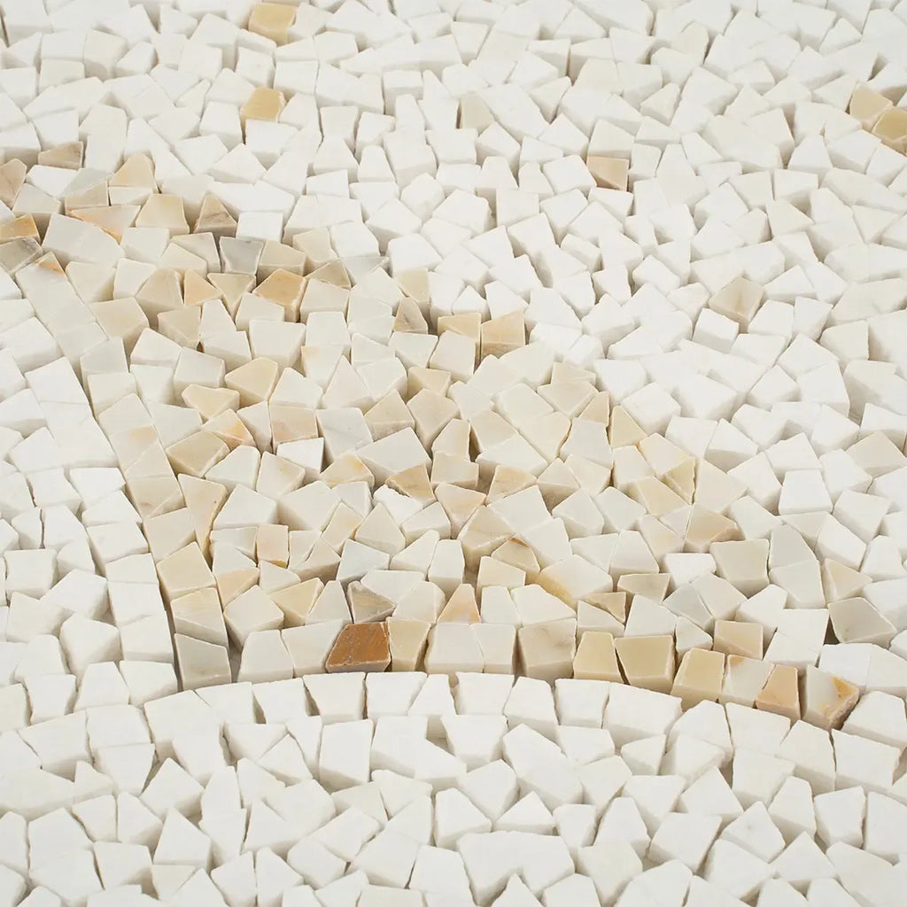 Santorini Beige & White Wave Marble Mosaic Tile | Tile Club